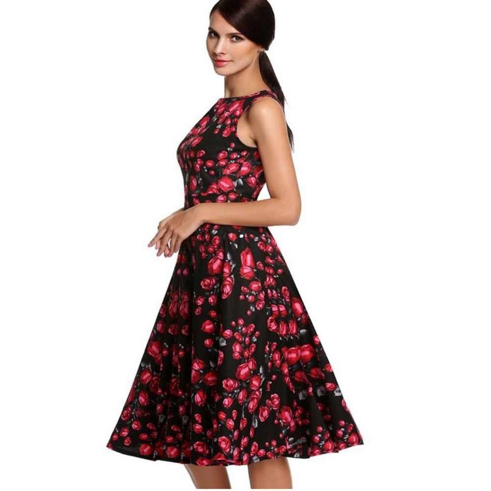 Rockabilly Swing Dress Retro 50s Pinup Large 10 Black Vintage Party Whimsigoth